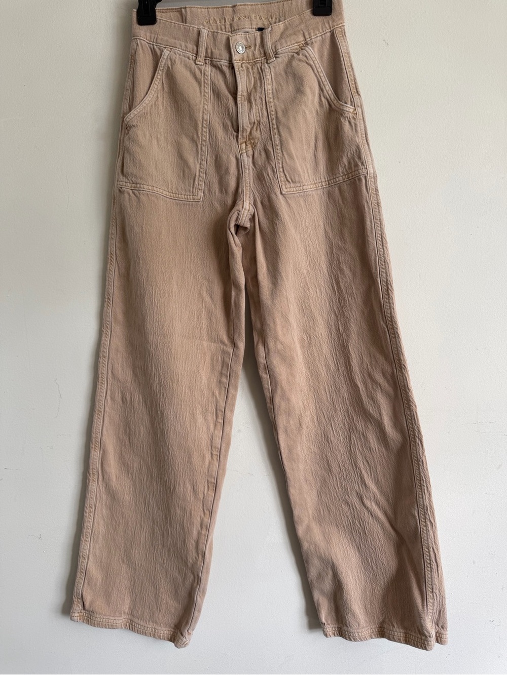 American Eagle Outfitters Wide-Leg Chinos in Light Tan